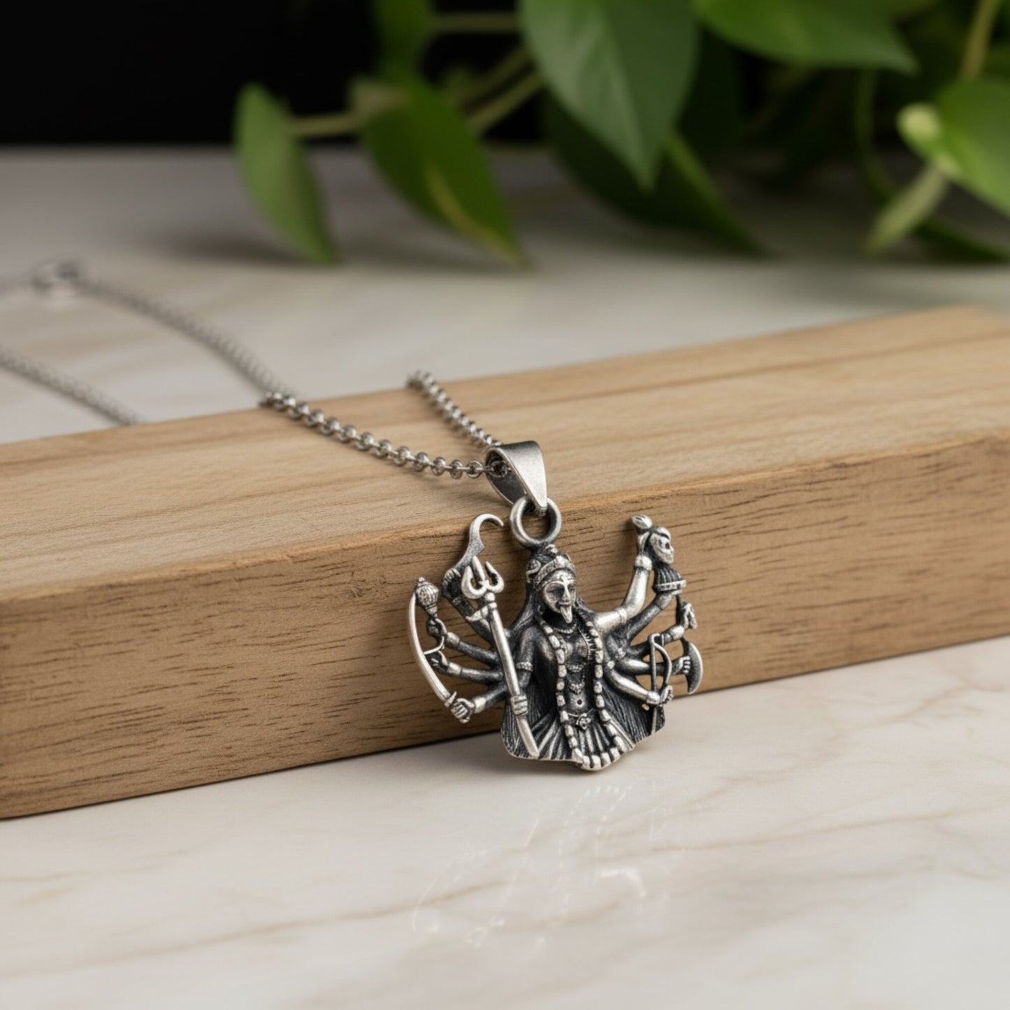 Azita 925 Sterling Silver Goddess Kali Maa Pendant for Men and Women| Without chain | With Certificate of Authenticity and BIS Hallmark.