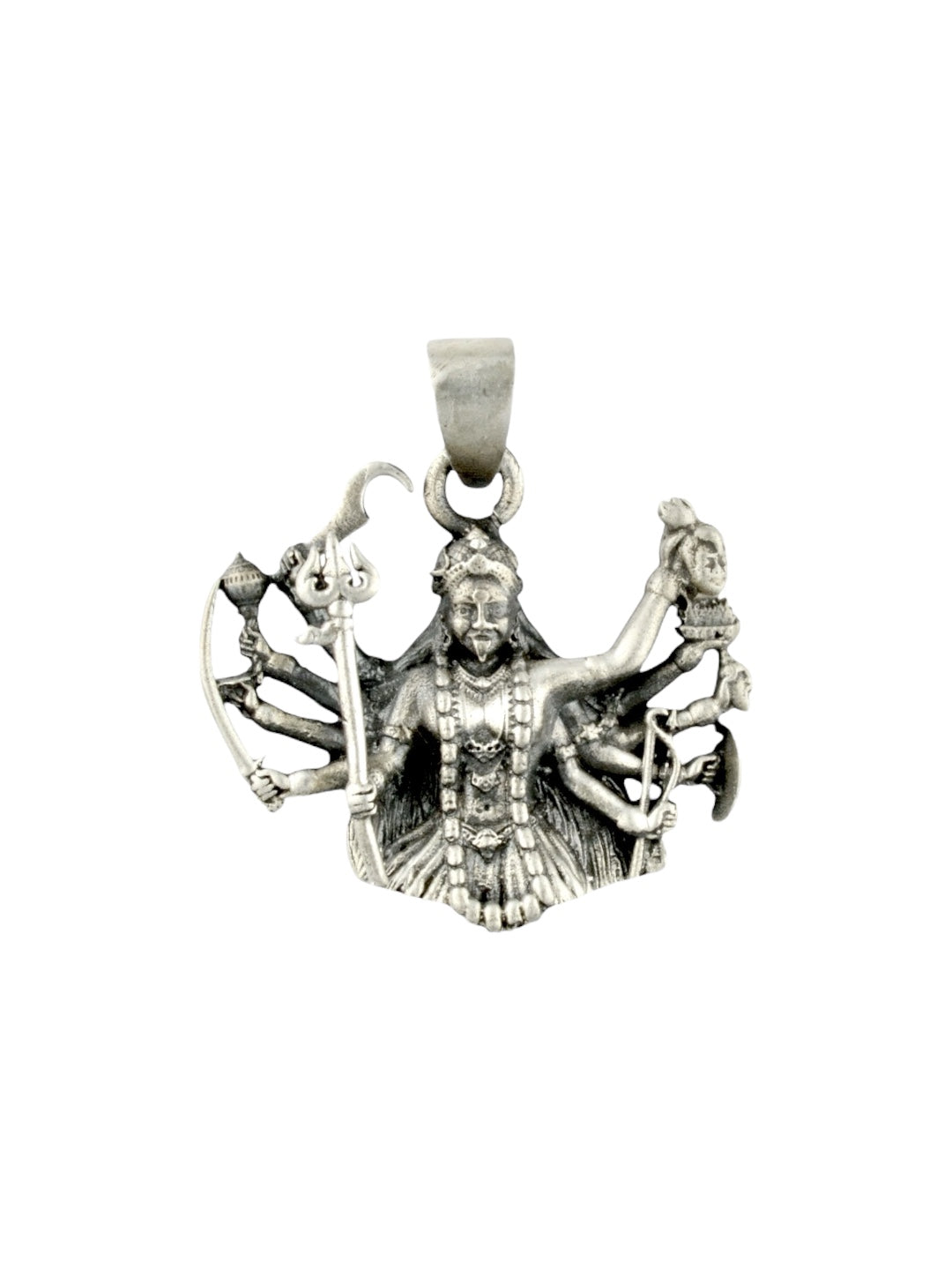 Azita 925 Sterling Silver Goddess Kali Maa Pendant for Men and Women| Without chain | With Certificate of Authenticity and BIS Hallmark.