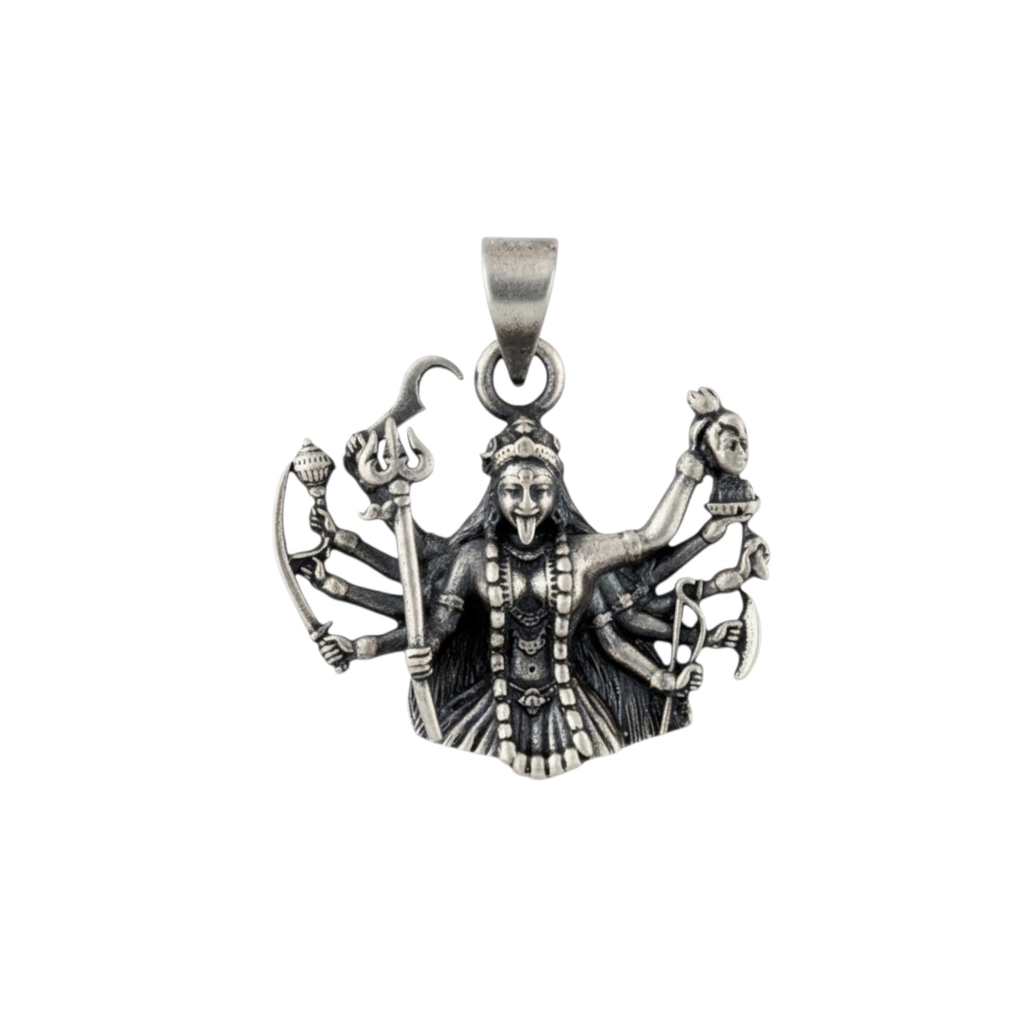 Azita 925 Sterling Silver Goddess Kali Maa Pendant for Men and Women| Without chain | With Certificate of Authenticity and BIS Hallmark.