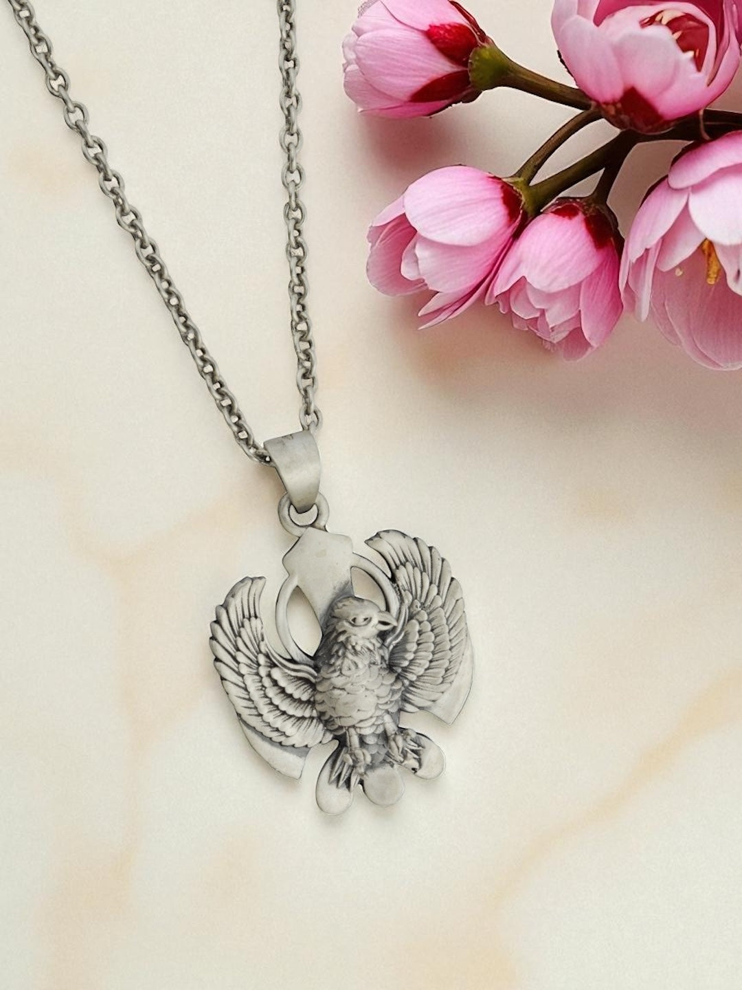 Azita 925 Sterling Silver Sikhism Khanda/Khalsa with Garuda Pendant for Men and Women | Without Chain | with Certificate of Authenticity and BIS Hallmark.