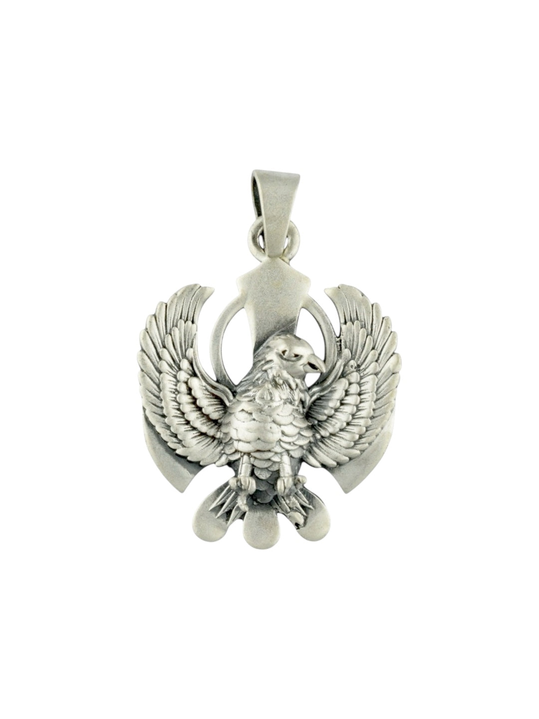 Azita 925 Sterling Silver Sikhism Khanda/Khalsa with Garuda Pendant for Men and Women | Without Chain | with Certificate of Authenticity and BIS Hallmark.