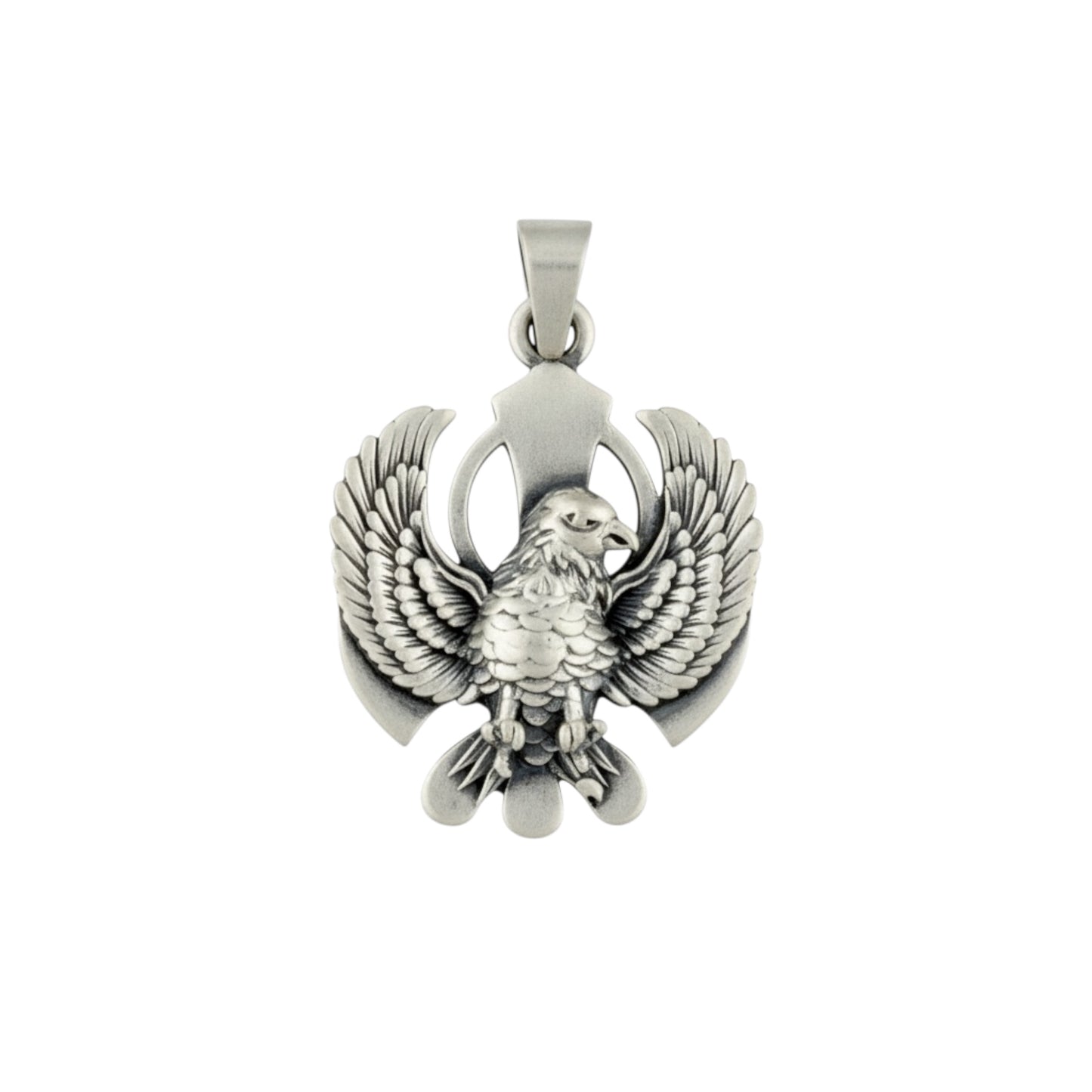 Azita 925 Sterling Silver Sikhism Khanda/Khalsa with Garuda Pendant for Men and Women | Without Chain | with Certificate of Authenticity and BIS Hallmark.