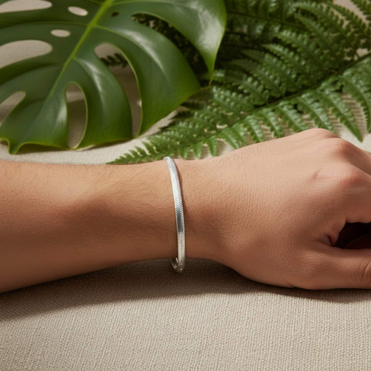 Azita 925 Sterling Silver Snake Bracelet for Men and Boys with Certificate of Authenticity and BIS Hallmark.