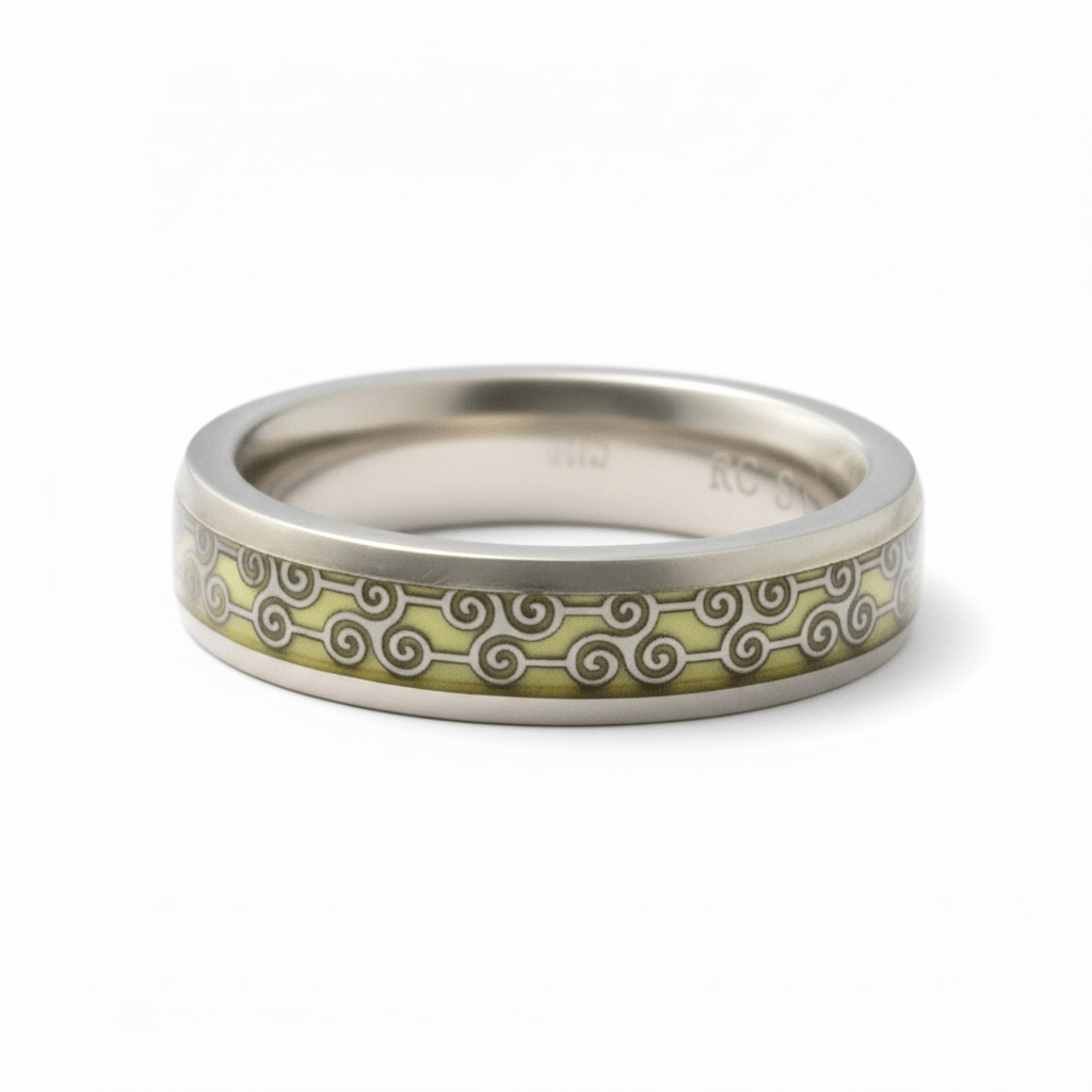 Azita 925 Sterling Silver Turkish Band for Men and Boys| Enamel Filling Band| With Certificate Of Authenticity and BIS Hallmark (Style 1)