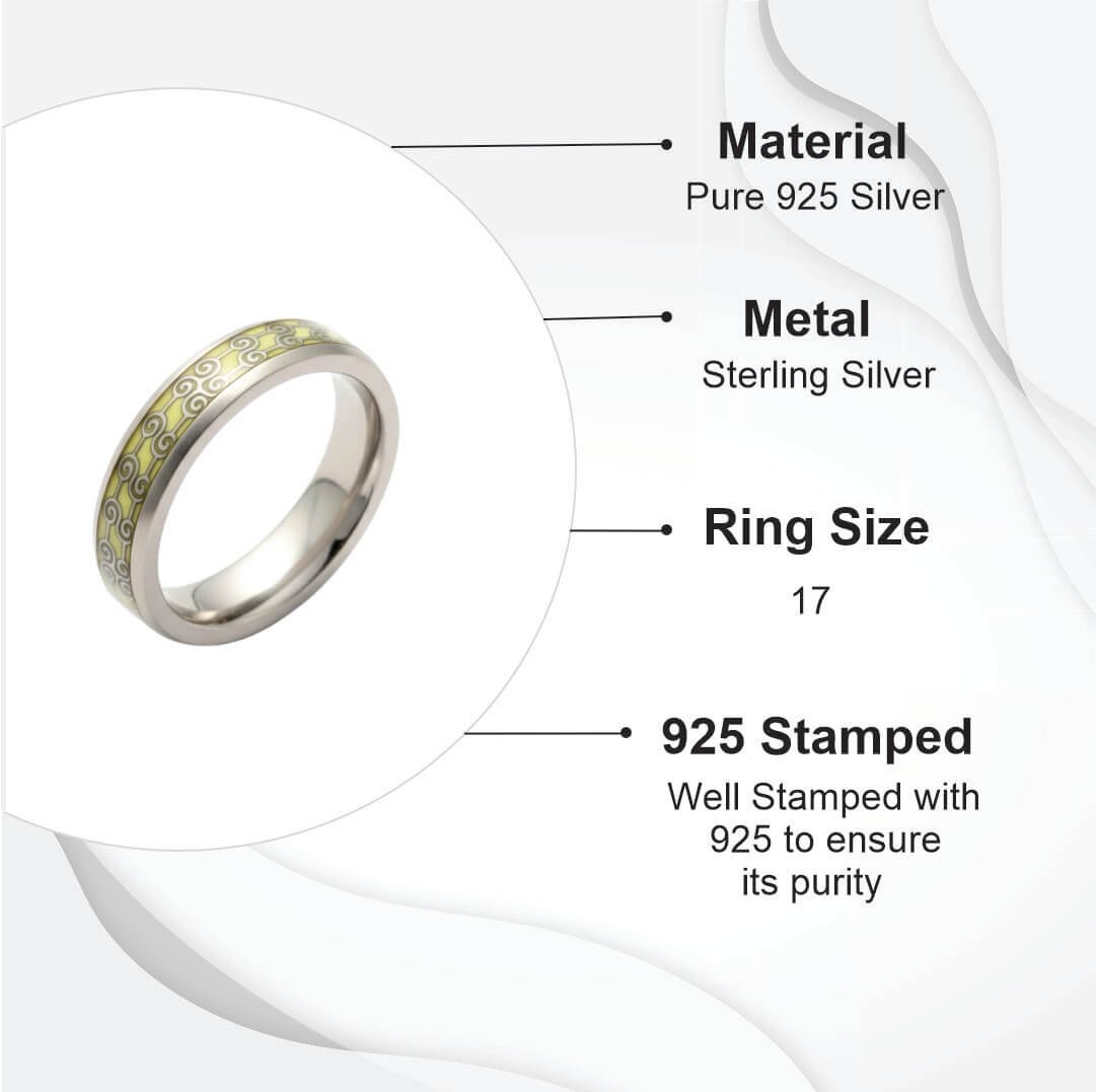 Azita 925 Sterling Silver Turkish Band for Men and Boys| Enamel Filling Band| With Certificate Of Authenticity and BIS Hallmark (Style 1)