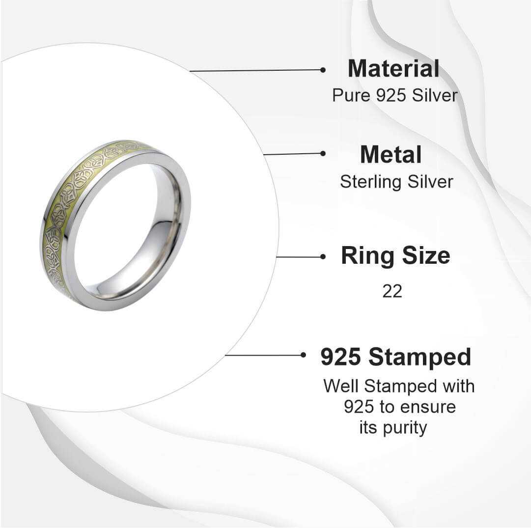 Azita 925 Sterling Silver Turkish Band for Men and Boys| Enamel Filling Band| With Certificate Of Authenticity and BIS Hallmark (Style 2)