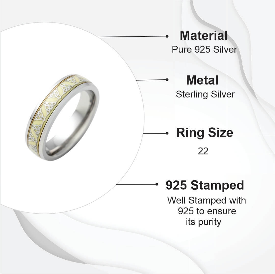Azita 925 Sterling Silver Turkish Band for Men and Boys| Enamel Filling Band| With Certificate Of Authenticity and BIS Hallmark (Style 3)