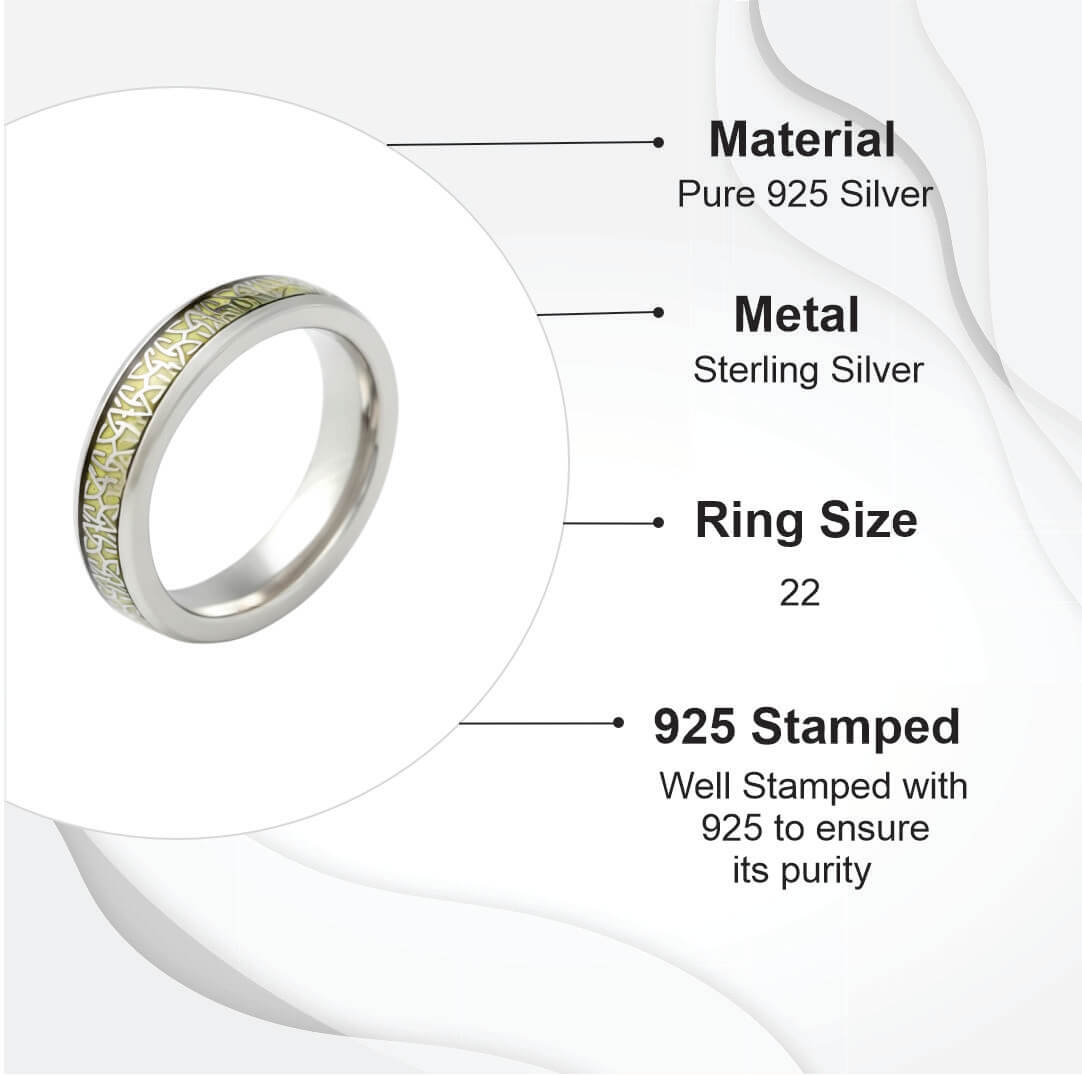 Azita 925 Sterling Silver Turkish Band for Men and Boys| Enamel Filling Band| With Certificate Of Authenticity and BIS Hallmark (Style 4)