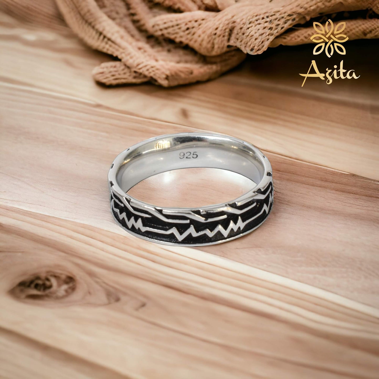 Azita 925 Sterling Silver Turkish Band Ring for Men and Boys |Turkish Band 4| with Certificate of Authenticity and BIS Hallmark.