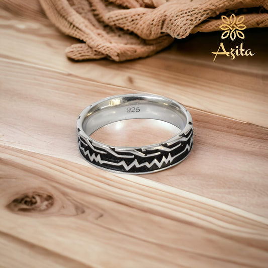Azita 925 Sterling Silver Turkish Band Ring for Men and Boys |Turkish Band 4| with Certificate of Authenticity and BIS Hallmark.
