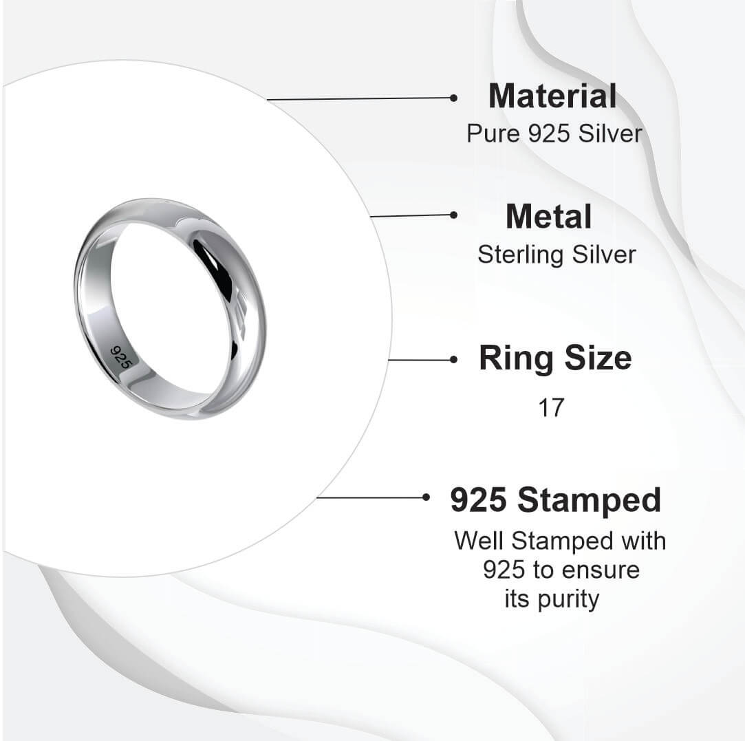 Azita 925 Sterling Silver Plain bands for Men and Women with Certificated of Authenticity and BIS Hallmark.