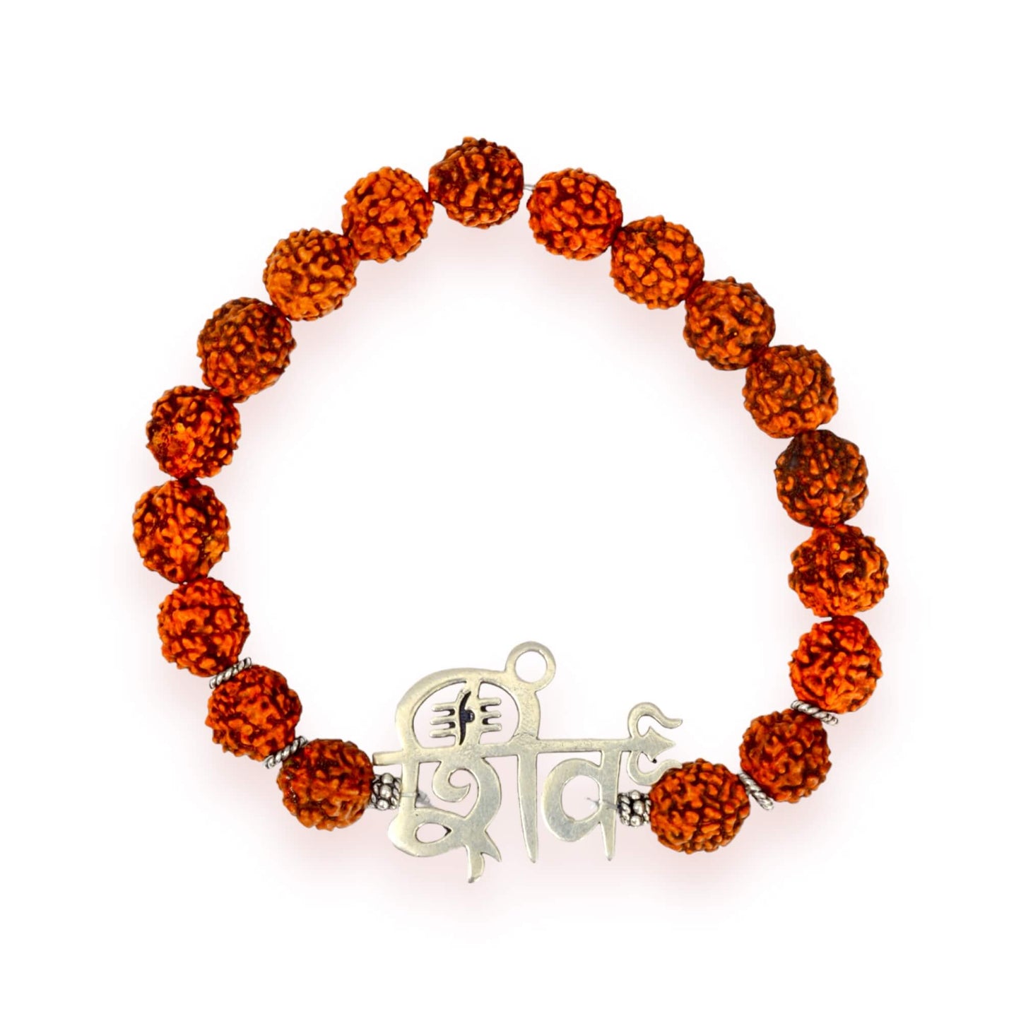 Azita 925 Sterling Silver Flexible Rudraksha Bracelet with God Shiv charm for Men and Women| With Certificate of Authenticity and BIS Hallmark