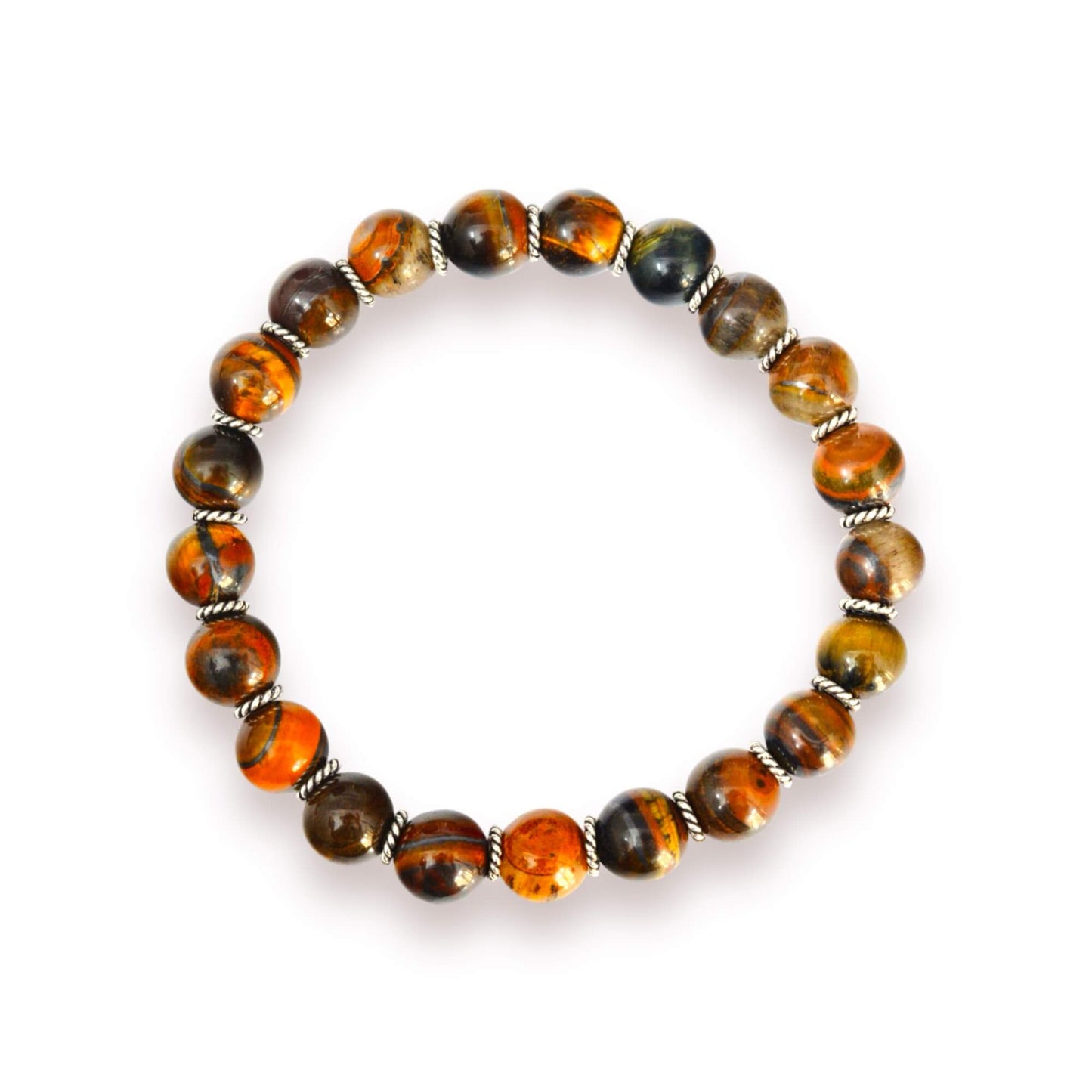 Azita 925 Sterling Silver Flexible Tiger eye Bracelet for Men and Women|Silver Spiral Beads| With Certificate of Authenticity