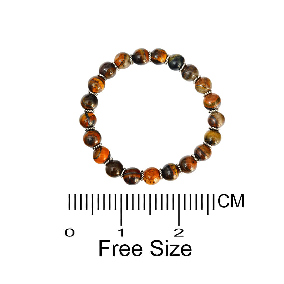 Azita 925 Sterling Silver Flexible Tiger eye Bracelet for Men and Women|Silver Spiral Beads| With Certificate of Authenticity