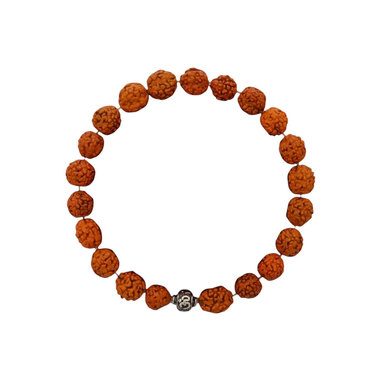 Azita 925 Sterling Silver Stretchable 8mm Rudraksh Bracelet for Men and Women with Om Silver Bead | with Certificate of Authenticity| Rudraksh believed to promote calmness, protection, and spiritual well-being.