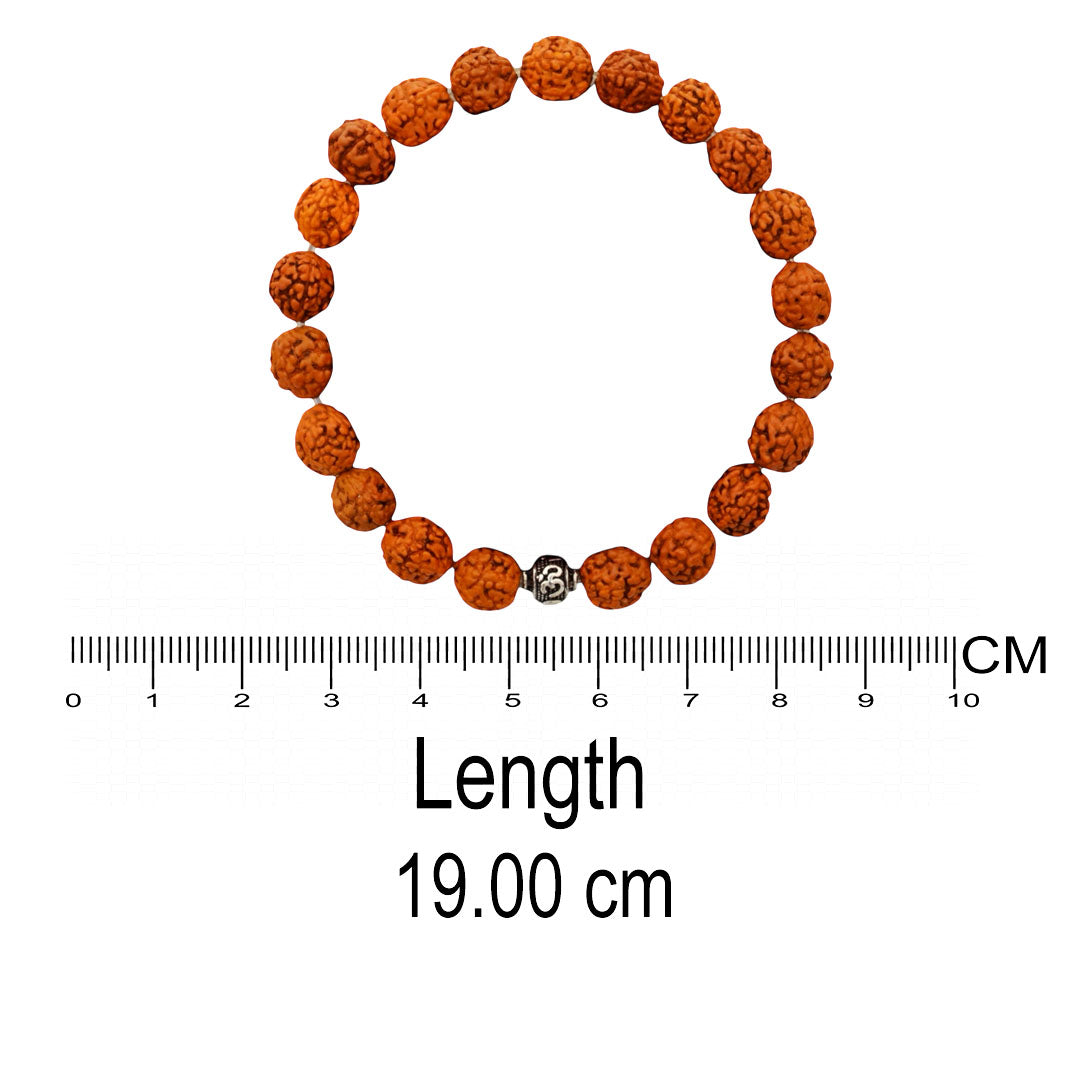 Azita 925 Sterling Silver Stretchable 9mm Rudraksh Bracelet for Men and Women with Om Silver Bead | with Certificate of Authenticity| Rudraksh believed to promote calmness, protection, and spiritual well-being