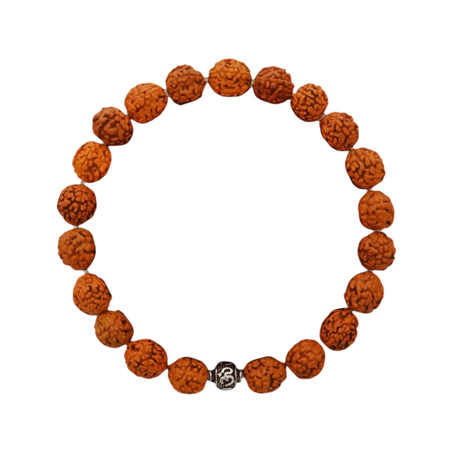 Azita 925 Sterling Silver Stretchable 9mm Rudraksh Bracelet for Men and Women with Om Silver Bead | with Certificate of Authenticity| Rudraksh believed to promote calmness, protection, and spiritual well-being