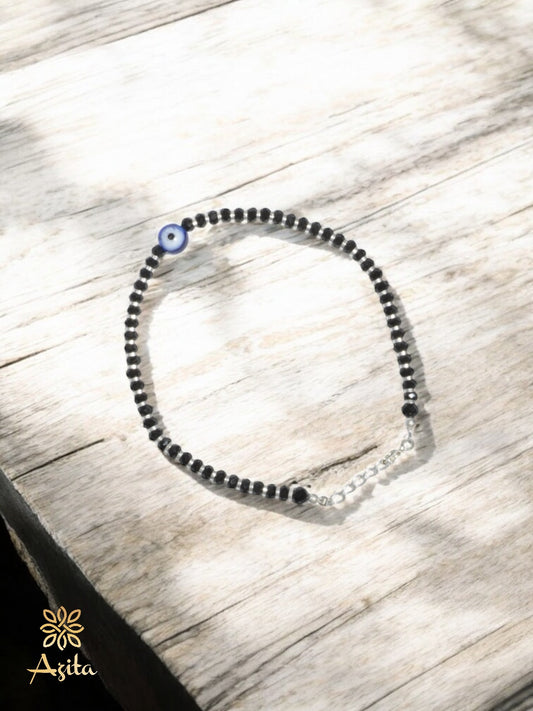 Azita 925 Sterling Silver Single Evil Eye Nazaria Bracelet for Women and Girls with Certificate Of Authenticity and 925 Stamp