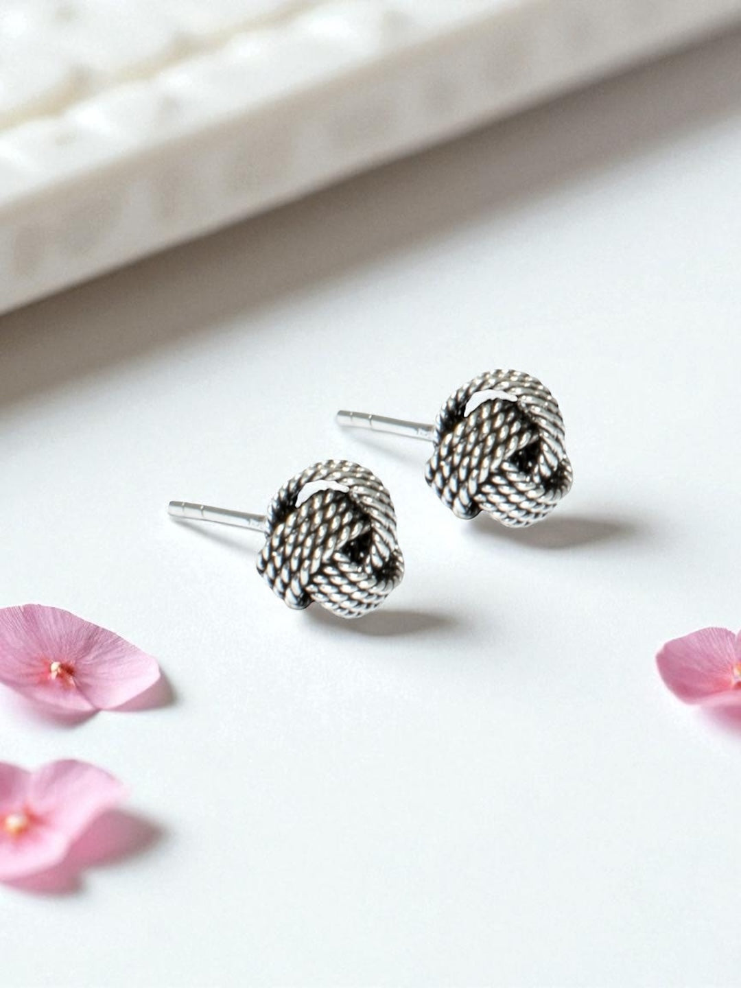 Azita 925 Sterling Silver Oxidised Twisted Spiral Stud Earrings for Women and Girls with Certificate Of Authenticity and 925 Stamp