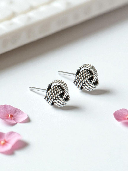 Azita 925 Sterling Silver Oxidised Twisted Spiral Stud Earrings for Women and Girls with Certificate Of Authenticity and 925 Stamp