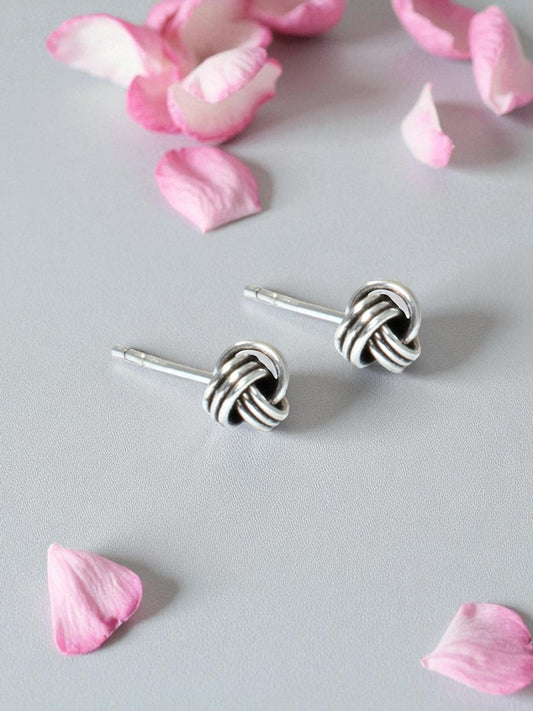 Azita 925 Sterling Silver Oxidised Twisted Stud Earrings for Women and Girls with Certificate Of Authenticity and 925 Stamp