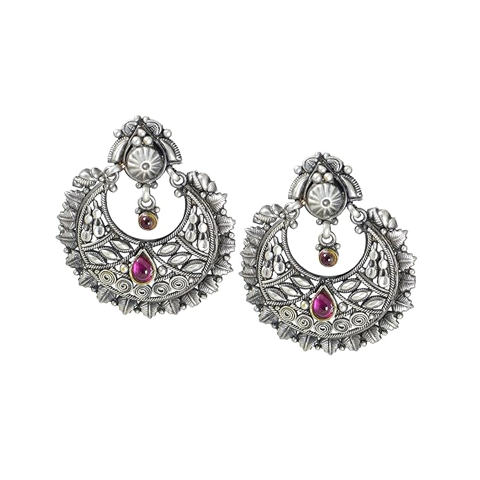 Azita 925 Sterling Silver single centered pink stone Earring for Women with Certificate of Authenticity and 925 Hallmark.