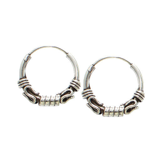 Azita 925 Sterling Silver Oxidised Hoop Earrings for Women and Girls with Certificate of Authenticity and 925 Stamp |Wave Bali|