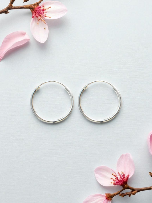 Azita 925 Sterling Silver Hoop Earrings for Women and Girls with Certificate of Authenticity and 925 Stamp |Medium Size Bali|