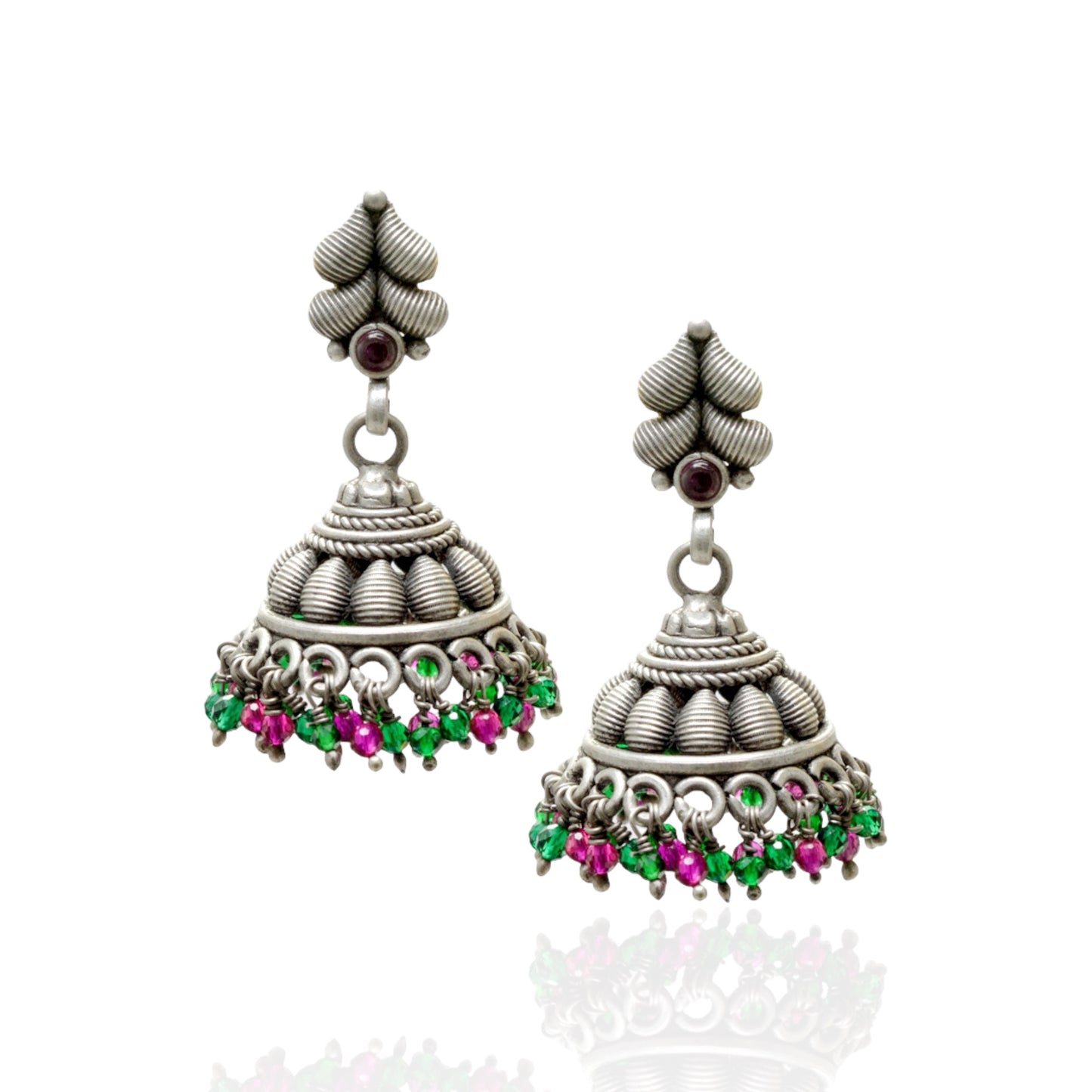 Azita 925 Sterling Silver Jhumki Earrings for Women and Girls| Leafy Top | With Certificate of Authenticity & 925 Stamp|