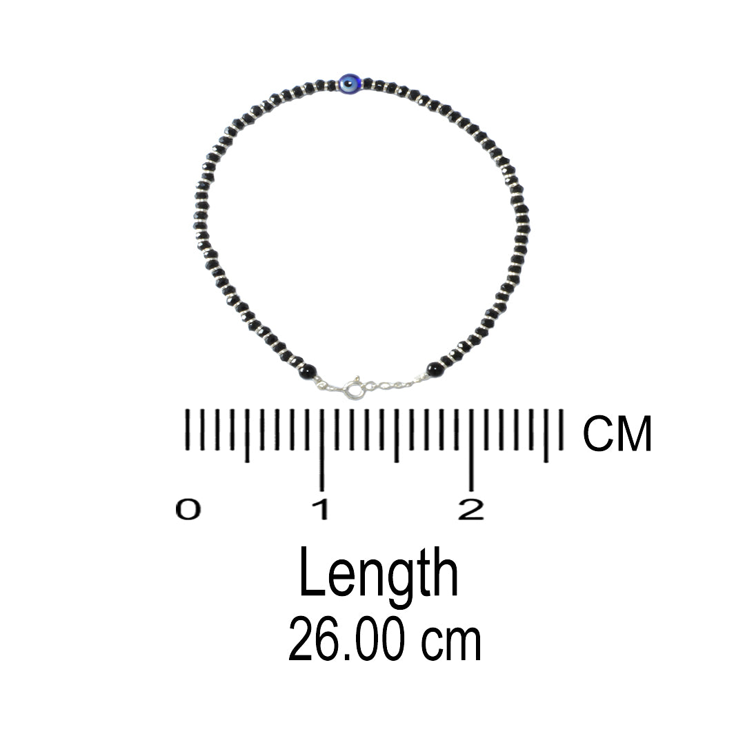 Azita 925 Sterling Silver Evil Eye Anklet/Payal for Women and Girls with Certificate Of Authenticity and 925 Stamp.| Single Anklet|