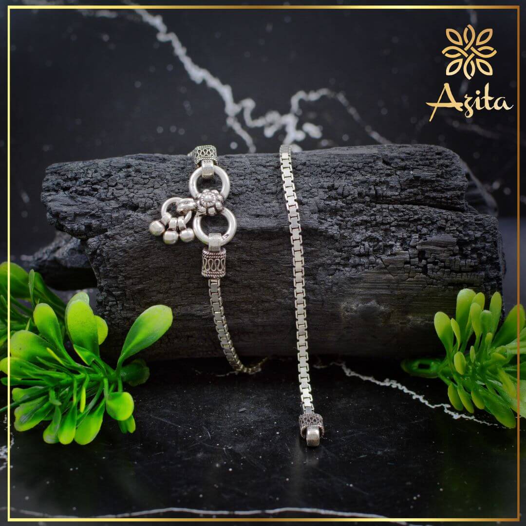 Azita 925 Sterling Silver Venetian Sleek Anklet/Payal For Women and Girls with Certificate of Authenticity and 925 Stamp.