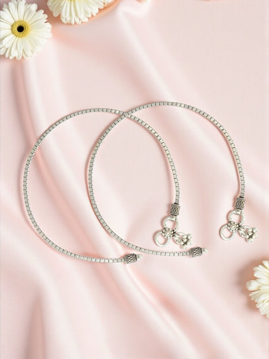 Azita 925 Sterling Silver Venetian Sleek Anklet/Payal For Women and Girls with Certificate of Authenticity and 925 Stamp.