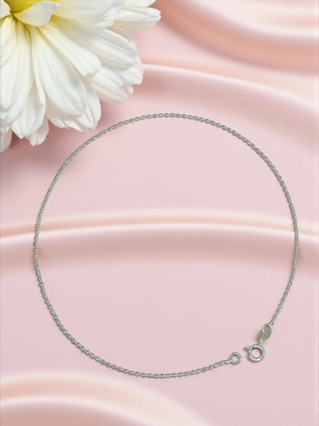 Azita 925 Sterling Silver Ball Chain Sleek Anklet/Payal For Women and Girls with Certificate of Authenticity and 925 Stamp.| Single Anklet |