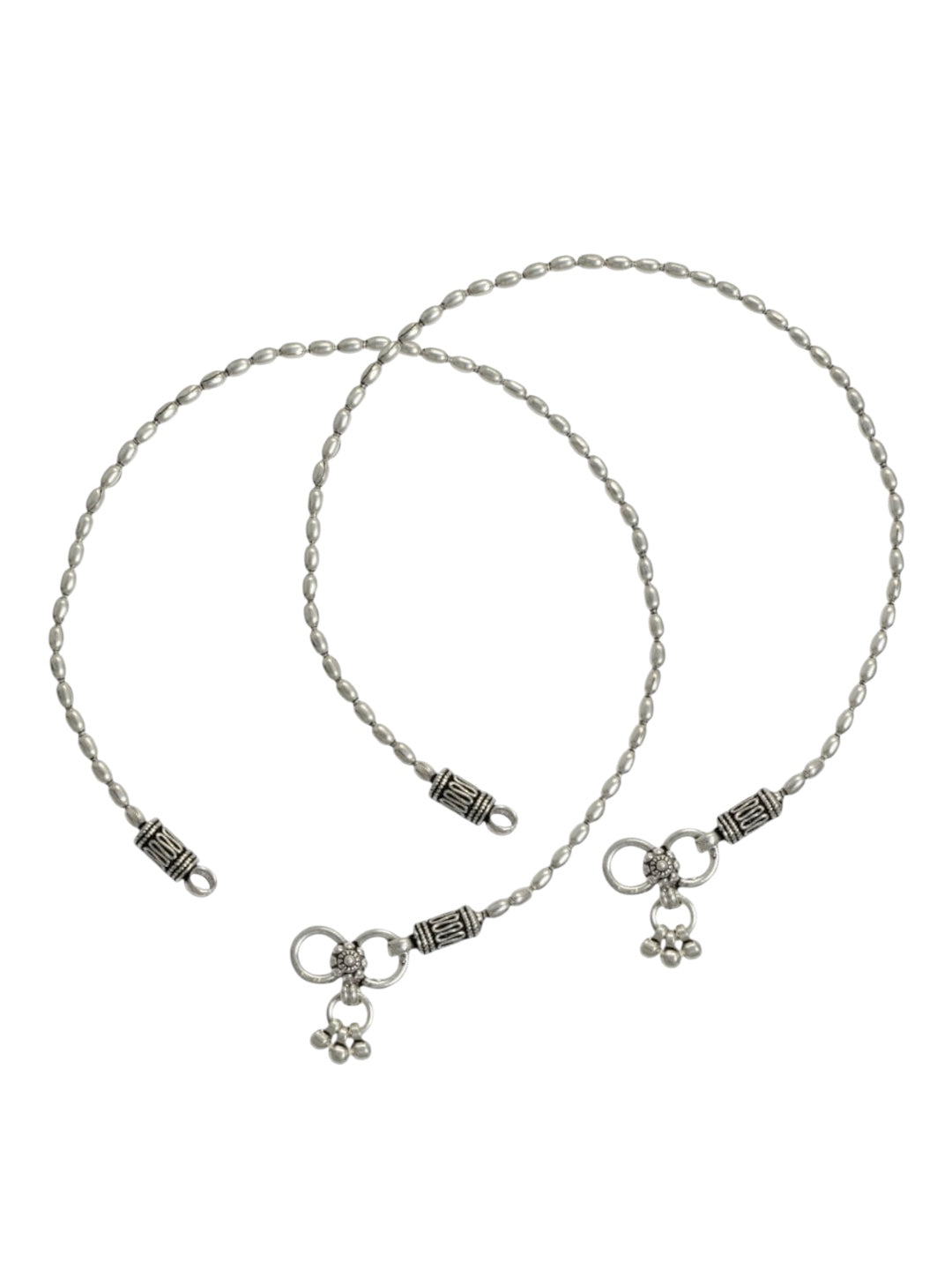 Azita 925 Sterling Silver Elongated Ball Sleek Anklet/Payal For Women and Girls with Certificate of Authenticity and 925 Stamp.