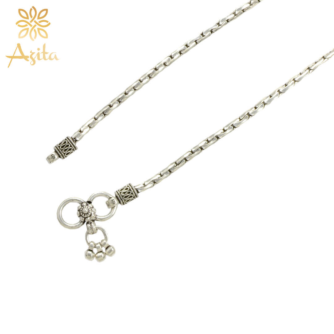 Azita 925 Sterling Silver Boston Link Sleek Anklet/Payal For Women and Girls with Certificate of Authenticity and 925 Stamp.