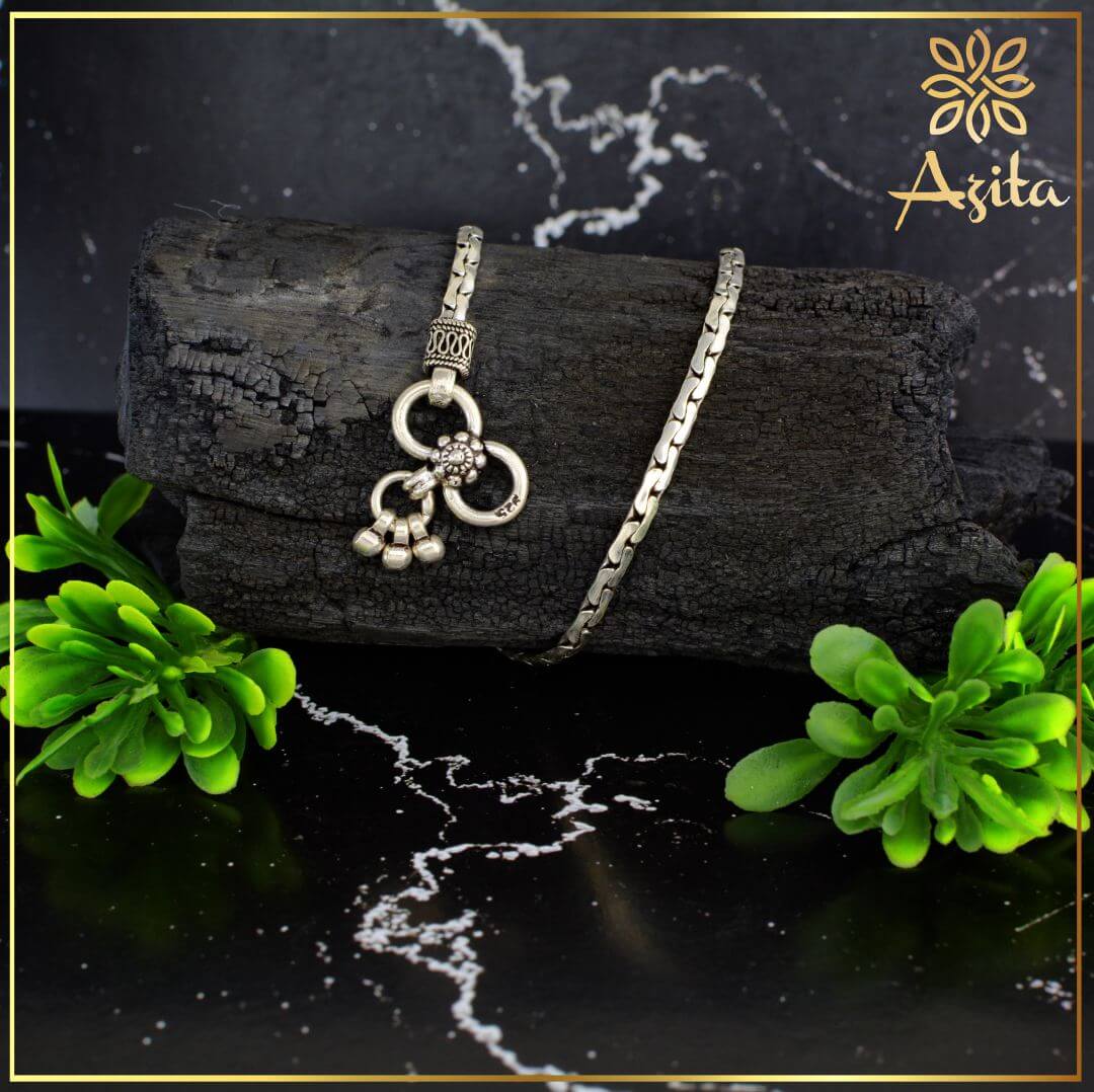 Azita 925 Sterling Silver Boston Link Sleek Anklet/Payal For Women and Girls with Certificate of Authenticity and 925 Stamp.