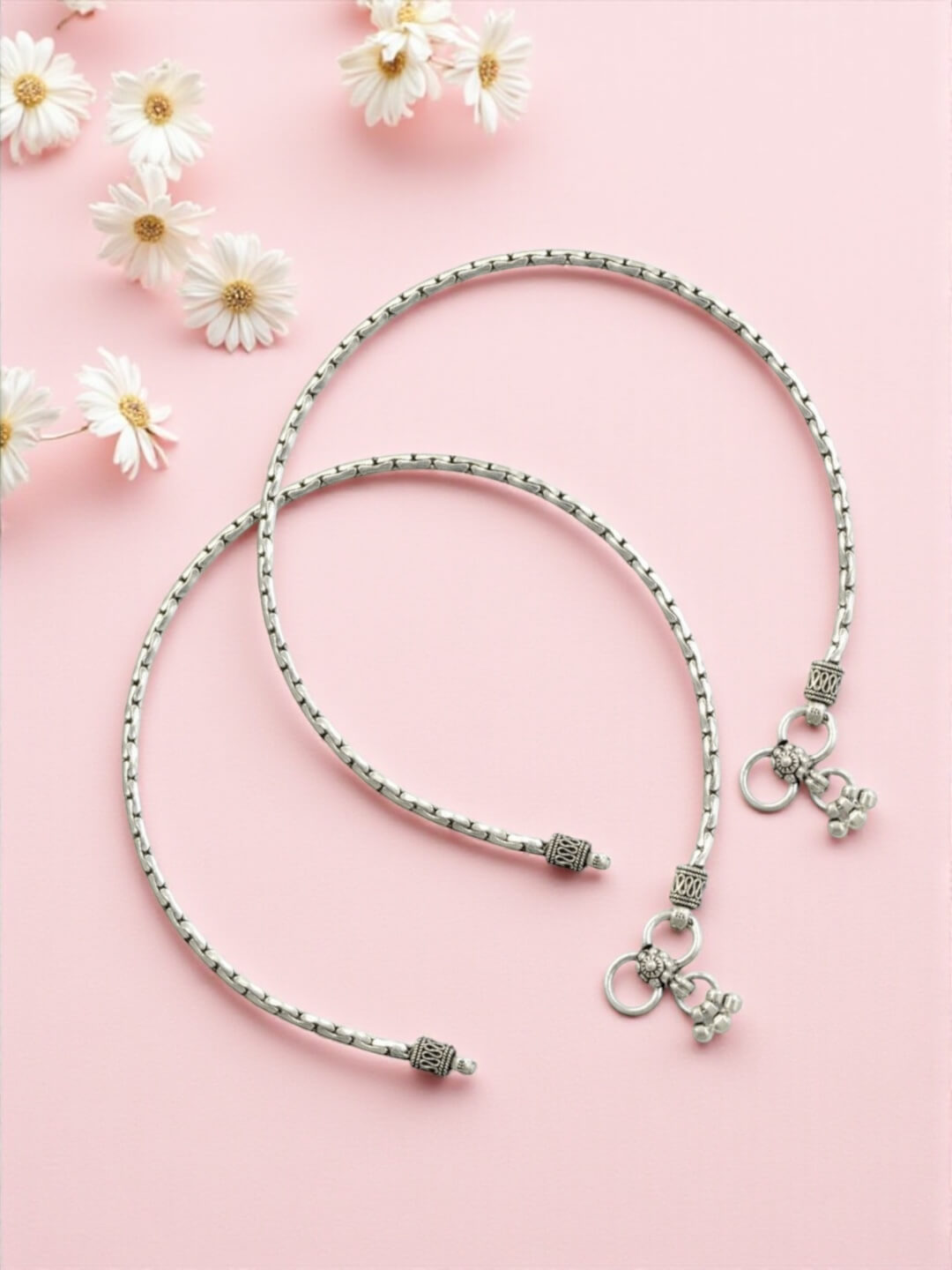 Azita 925 Sterling Silver Boston Link Sleek Anklet/Payal For Women and Girls with Certificate of Authenticity and 925 Stamp.