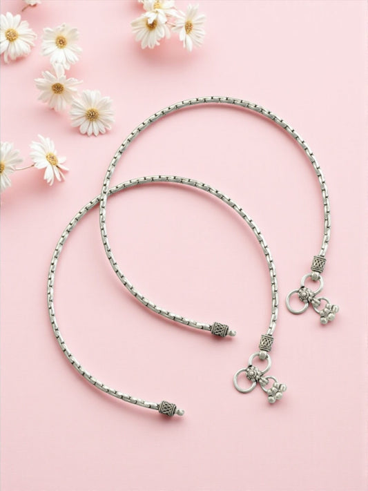 Azita 925 Sterling Silver Boston Link Sleek Anklet/Payal For Women and Girls with Certificate of Authenticity and 925 Stamp.