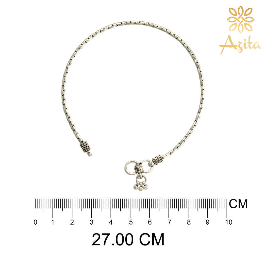 Azita 925 Sterling Silver Boston Link Sleek Anklet/Payal For Women and Girls with Certificate of Authenticity and 925 Stamp.