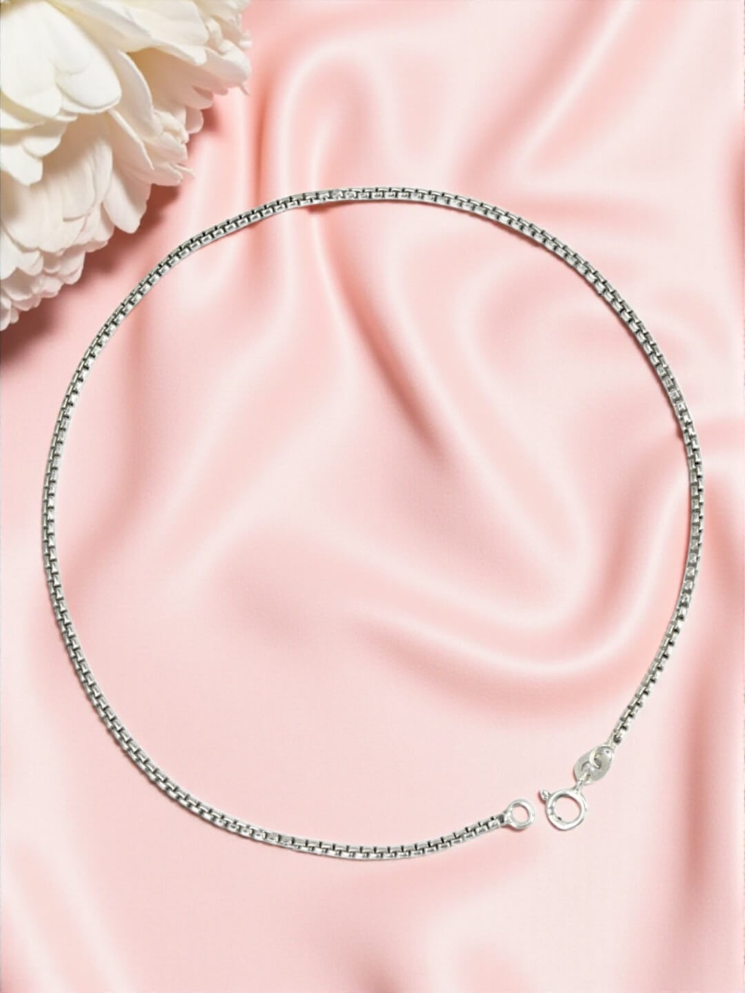 Azita 925 Sterling Silver Box Chain Sleek Anklet/Payal For Women and Girls |Extra Small Box Chain| with Certificate of Authenticity and 925 Stamp.| Single Anklet |