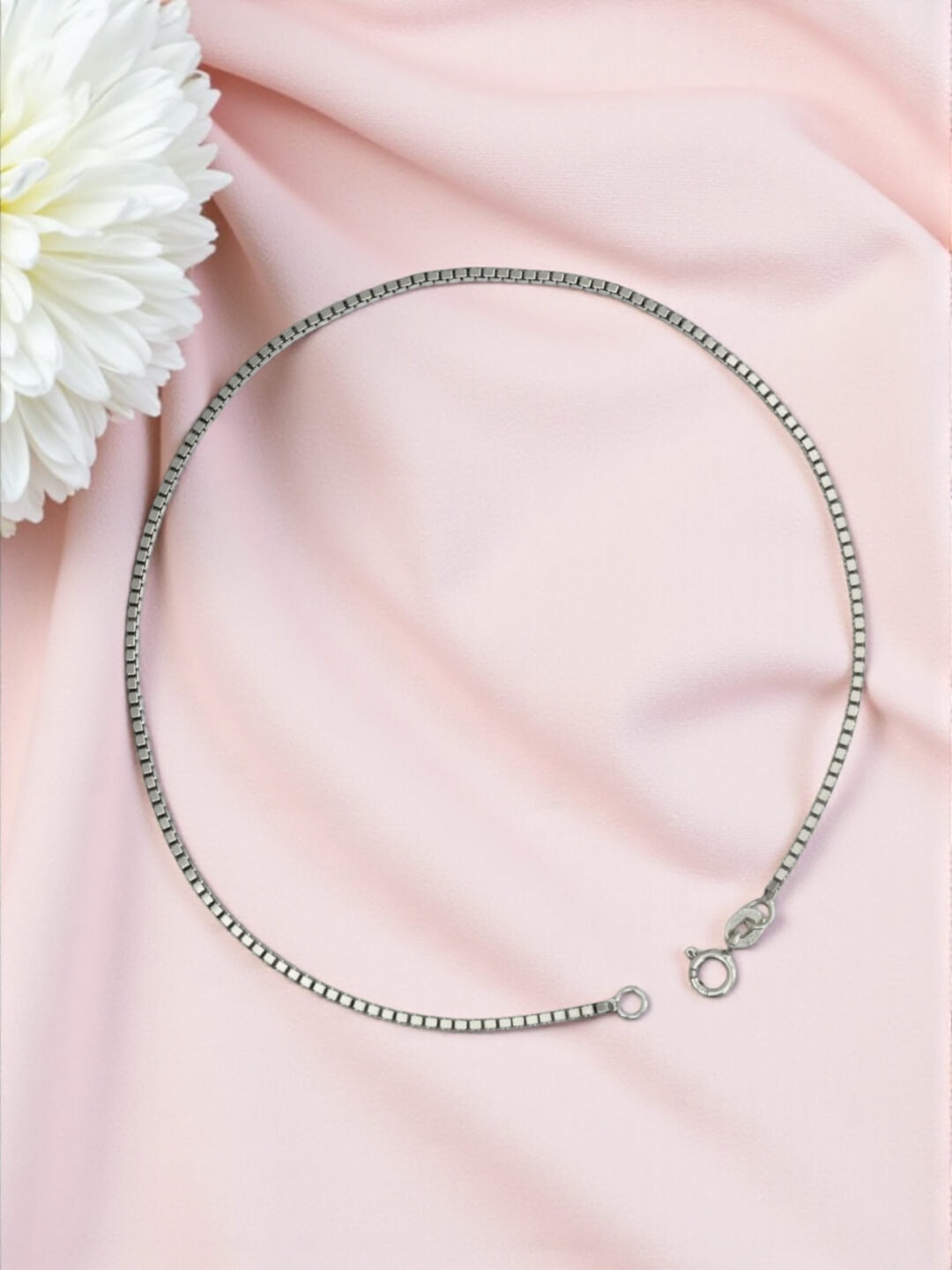 Azita 925 Sterling Silver Box Chain Sleek Anklet/Payal For Women and Girls |Small Box Chain| with Certificate of Authenticity and 925 Stamp.| Single Anklet |