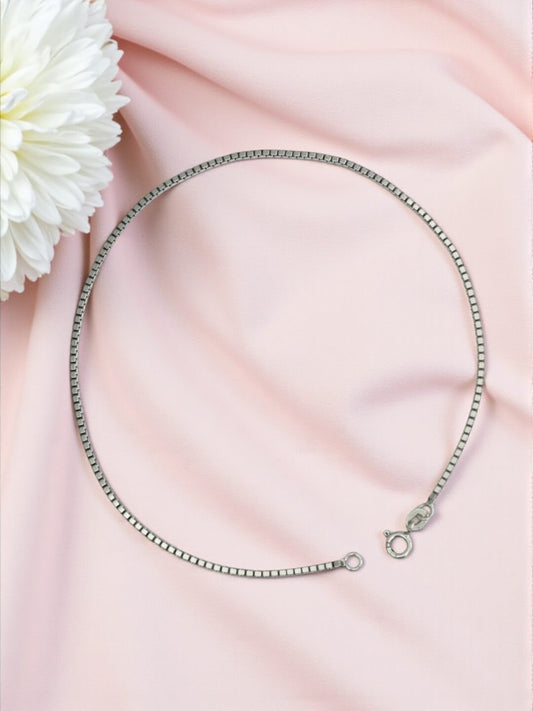 Azita 925 Sterling Silver Box Chain Sleek Anklet/Payal For Women and Girls |Small Box Chain| with Certificate of Authenticity and 925 Stamp.| Single Anklet |