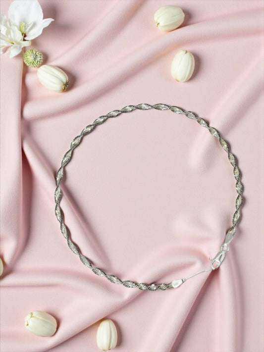 Azita 925 Sterling Silver Rope Chain Sleek Anklet/Payal For Women and Girls with Certificate of Authenticity and 925 Stamp.| Single Anklet |