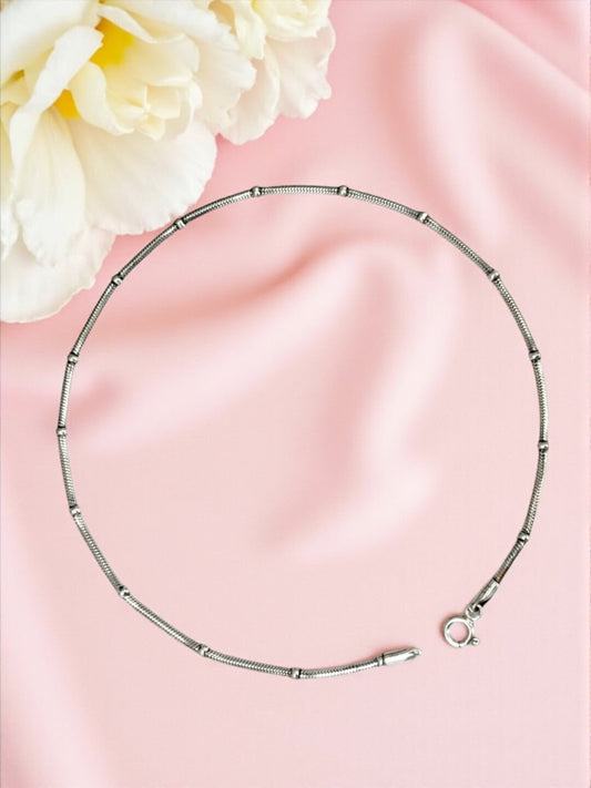Azita 925 Sterling Silver Satellite Chain Sleek Anklet/Payal For Women and Girls with Certificate of Authenticity and 925 Stamp.| Single Anklet |