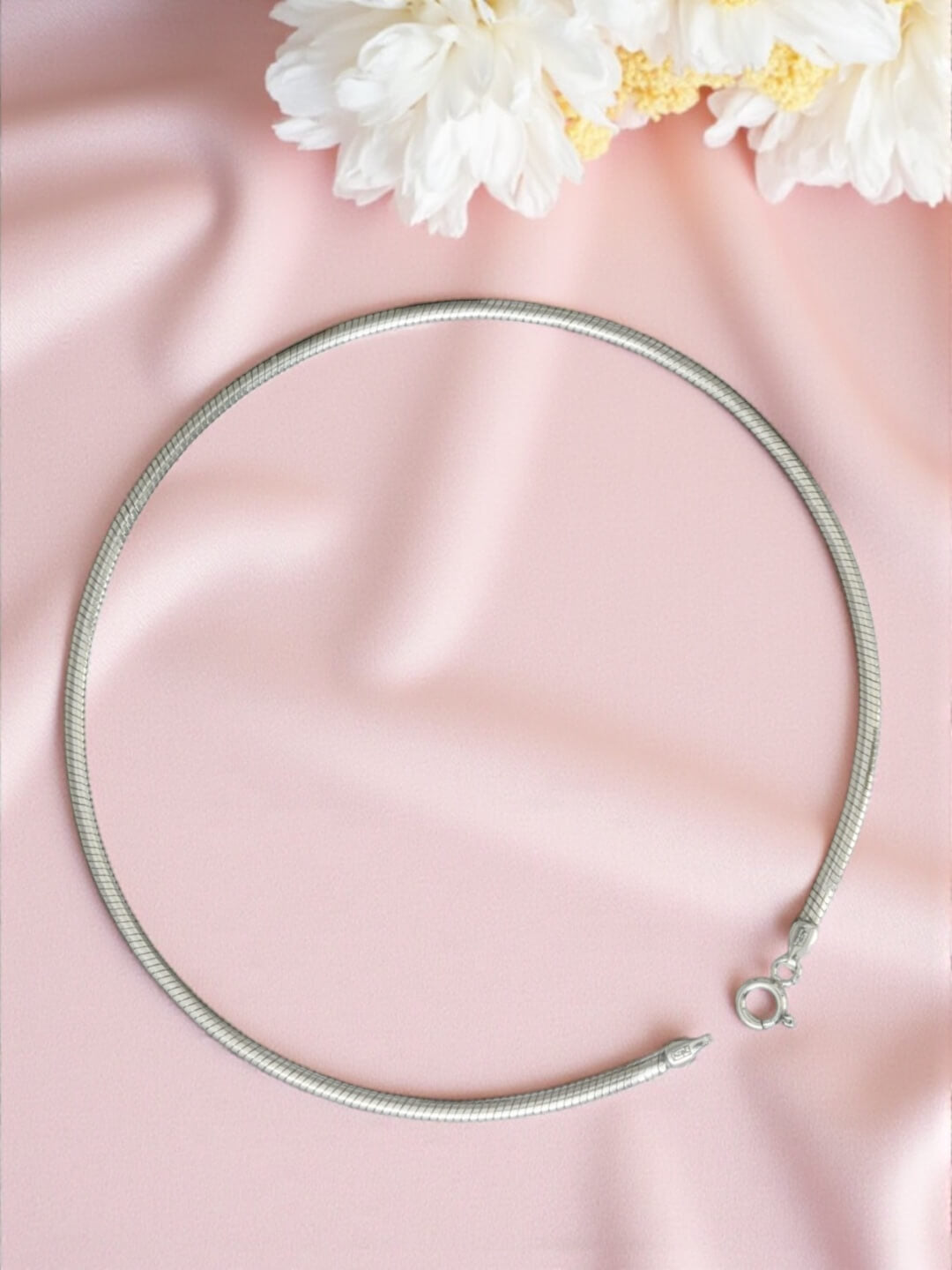 Azita 925 Sterling Silver Flat Snake Chain Sleek Anklet/Payal For Women and Girls with Certificate of Authenticity and 925 Stamp.| Single Anklet |