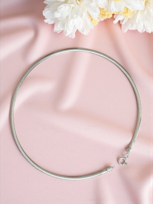 Azita 925 Sterling Silver Flat Snake Chain Sleek Anklet/Payal For Women and Girls with Certificate of Authenticity and 925 Stamp.| Single Anklet |