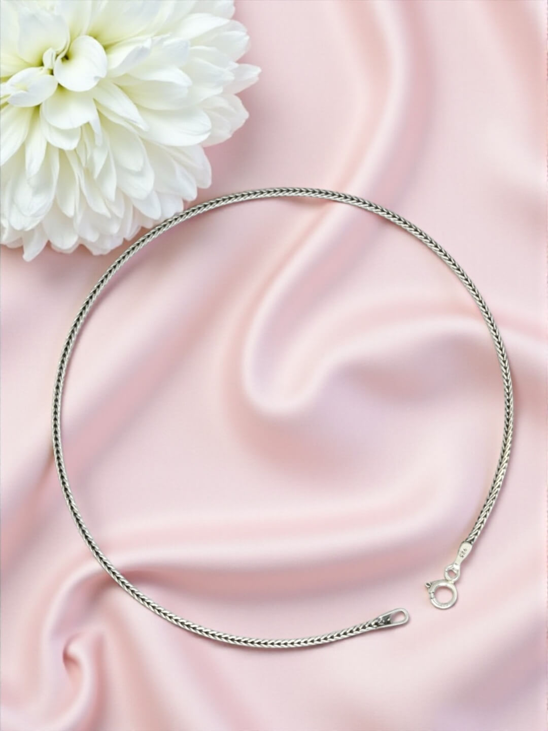 Azita 925 Sterling Silver Foxtail Chain Sleek Anklet/Payal For Women and Girls with Certificate of Authenticity and 925 Stamp.| Single Anklet |