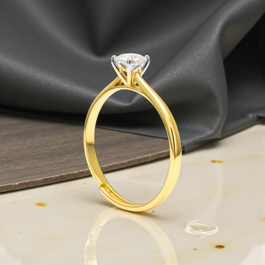 Azita Lab Grown Diamond with 925 Sterling Silver Ring for Women | Round 0.4 Carat Diamond | F Color VVS1 Clarity | BIS Hallmarked Silver Ring | Certified Jewelry Gift for Her (Gold, Sterling Silver)