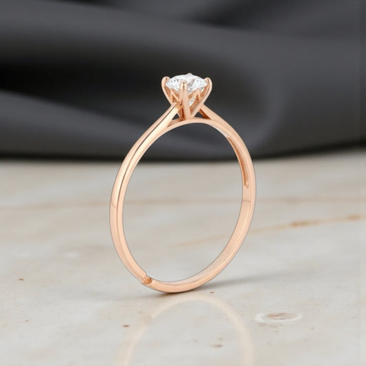 Azita Lab Grown Diamond with 925 Sterling Silver Ring for Women | Round 0.4 Carat Diamond | F Color VVS1 Clarity | BIS Hallmarked Silver Ring | Certified Jewelry Gift for Her (Rose Gold, Sterling Silver)