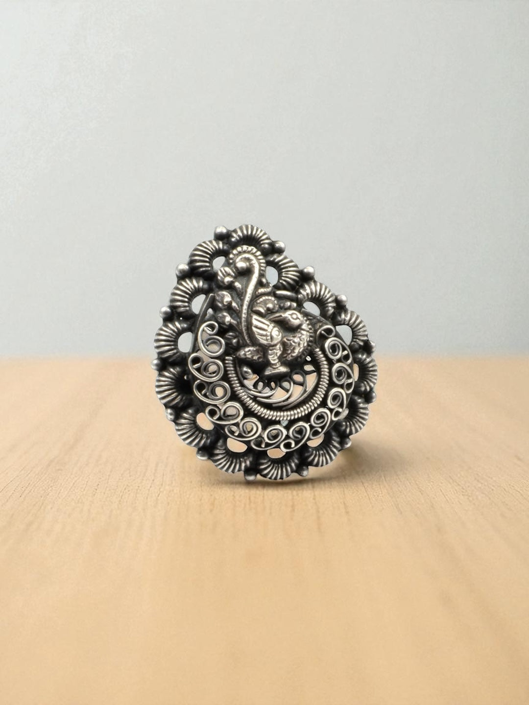 Azita 925 Sterling Silver Antique Peacock Ring for women with Certificate of Authenticity and 925 Hallmarked.